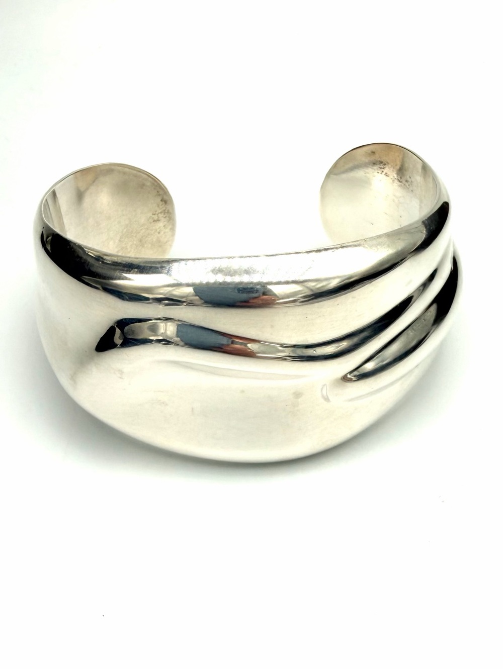 Authentic Gucci Sterling Silver Sculpted Wave Cuff Bracelet 40g 7.5” Vintage - Picture 3 of 11